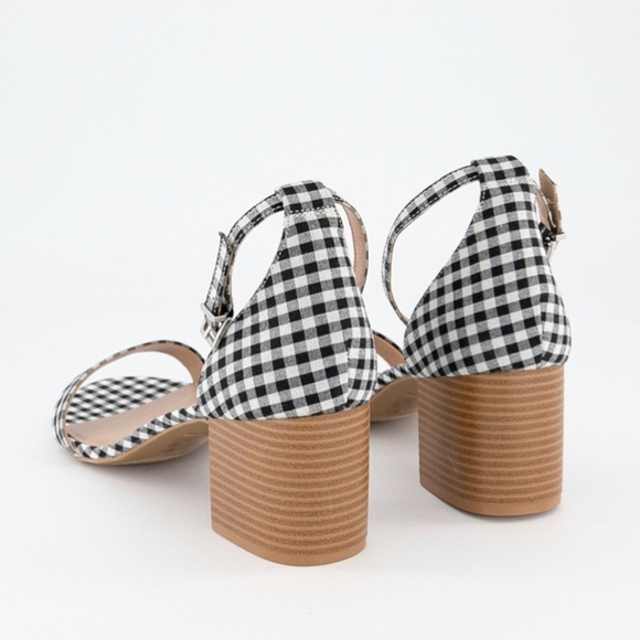 New Women's Plaid Gingham Pattern Open Toe Sandals - Picture 4 of 15